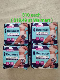 Because Women's Incontinence Underwear - Sensitive Skin - Overnight, L, White, 14 Ct