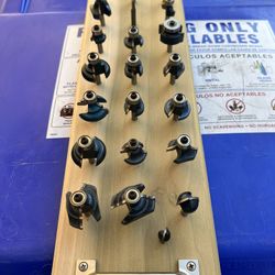 Router Bits On Custom Oak Mounting Board