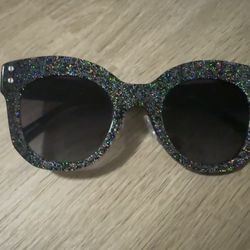 Limited Edition Henri Bendel Black & Multi Glitter Sunglasses