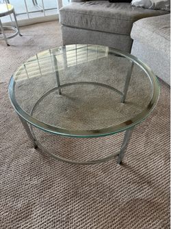 Glass and metal coffee table ottoman