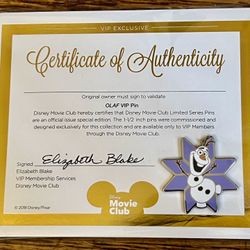 Disney Movie Club Olaf VIP Collectible Pin NIB