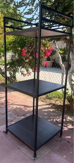 Black Metal Rolling Shelf Unit 4-Tier