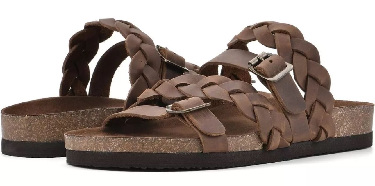 Mountain Sole Hanley Brown Leather Braided Leather Slip on Thong Sandals Size 9