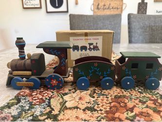Vintage Xmas Around the world wooden train set with box