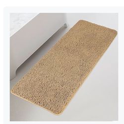 Brandnew(Tan) Bathroom Runner Rug 24"x60" – Thick Chenille Long Bath Mat | Absorbent and Washable Extra Large Bath Rug Non-Slip, Plush Runner Rug for 