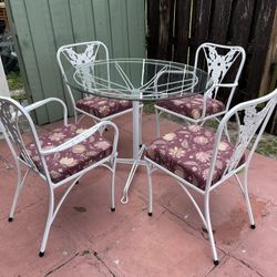 Metal Patio Furniture (Table 36”D X 30”H) In Excellent Condition With Removable Cushions (for Outdoor) $190 OBO