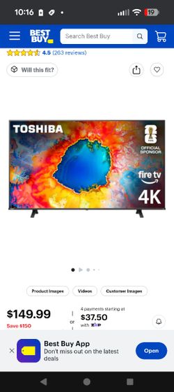 TOSHIBA FIRE TV 43 IN...(NO REMOTE)