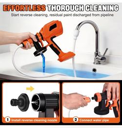 800W HVLP Spray Paint Gun with 4 Nozzles and 3 Patterns, Electric Spray 1200ml Container Easy to Clean