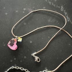 Original Swarovski Pink Crystal Heart With Butterfly Pendant