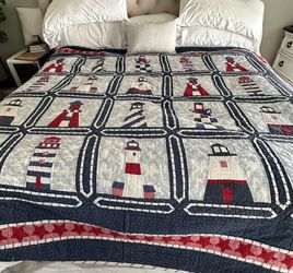 Lighthouse  Bed Quilt Handmade 