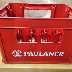 Vintage Germany Red Paulaner Munchen Beer Bottles Carrier $20 Or Best Offer 