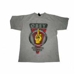 Obey Vintage T Shirt M Black Graphic Worldwide Propaganda Crew Neck Short Slv Cotton    #skater #obey #hardcore #metal #emo