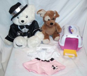Build a Bear Dog with his Friend in a Tuxedo and Carrier plus Clothes