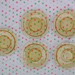 Vintage 1930s Madrid Amber Depression Glass Saucers-Set of 5
