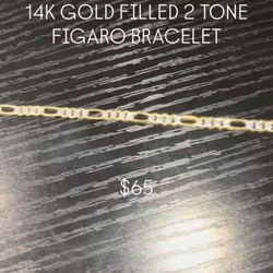 2 Tone Gold Figaro Bracelet