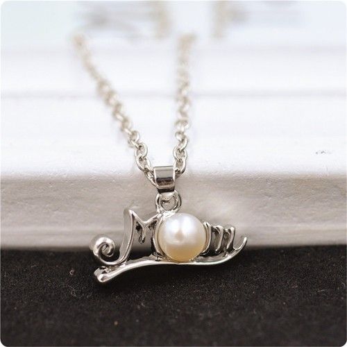 Beautiful Letter Dainty Pearl Charm Pearl Mom Necklace for Women, L658
 
  