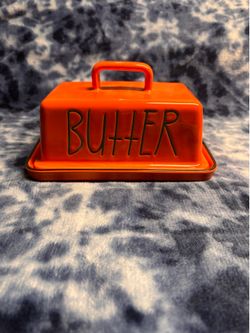 Large Orange Butter Dish