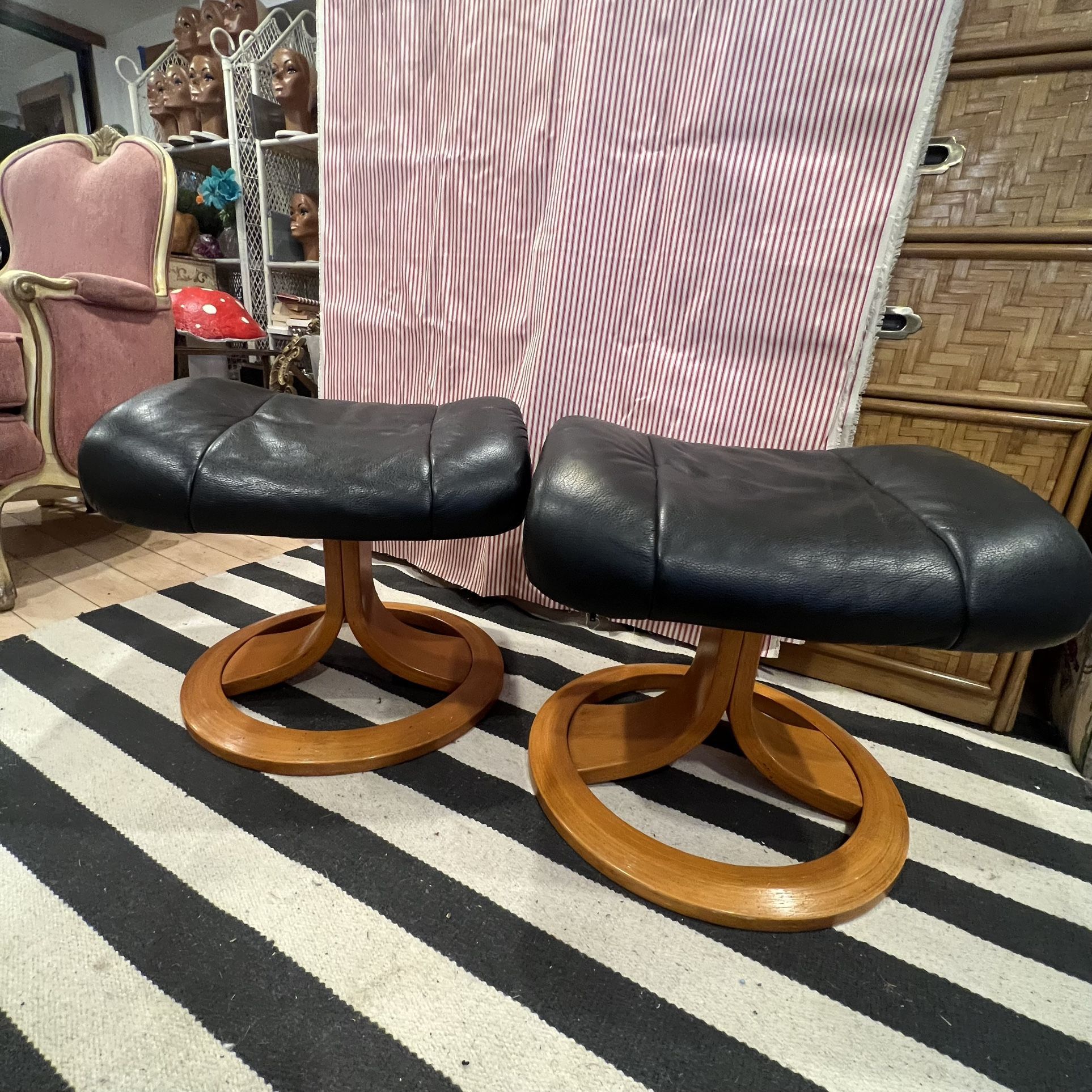 IMG Stressless Danish Foot Stools Ottoman 2 Pair Matching