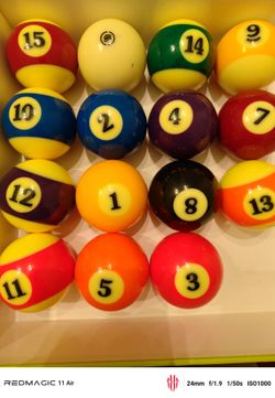 Cyclops pool balls , Missing 6 ball, with Aramith cue ball
