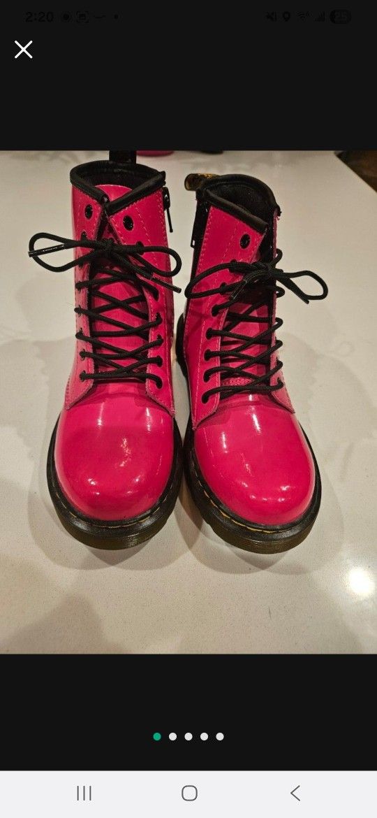 Kids Pink Patent Doc Martens