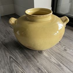 Large Pot Vase Yellow 13”x 9”