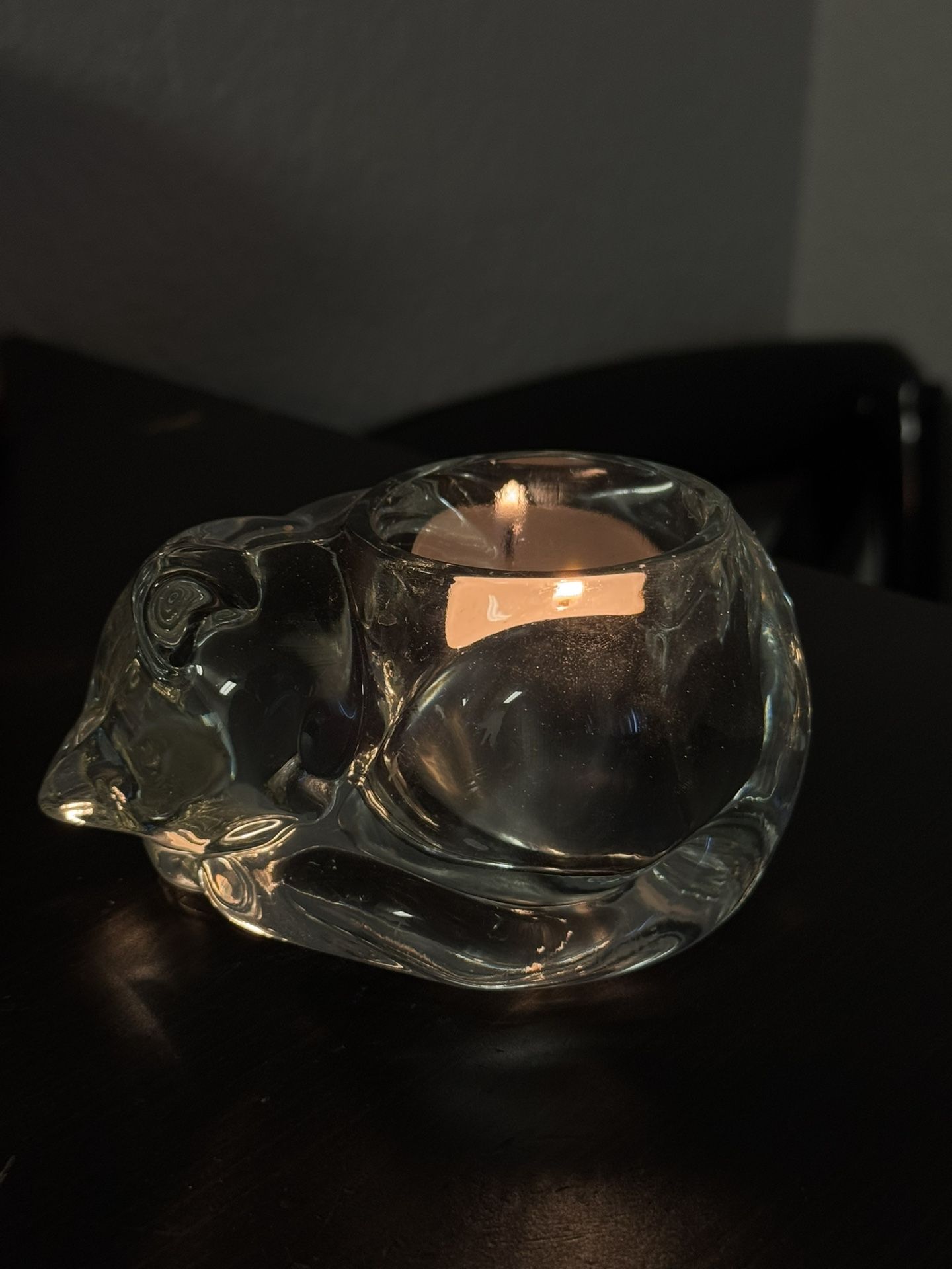 Glass Cat Tea Light Holder 