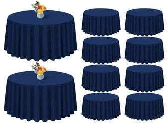 Inch Navy Blue Round Polyester Tablecloths 10 Pack