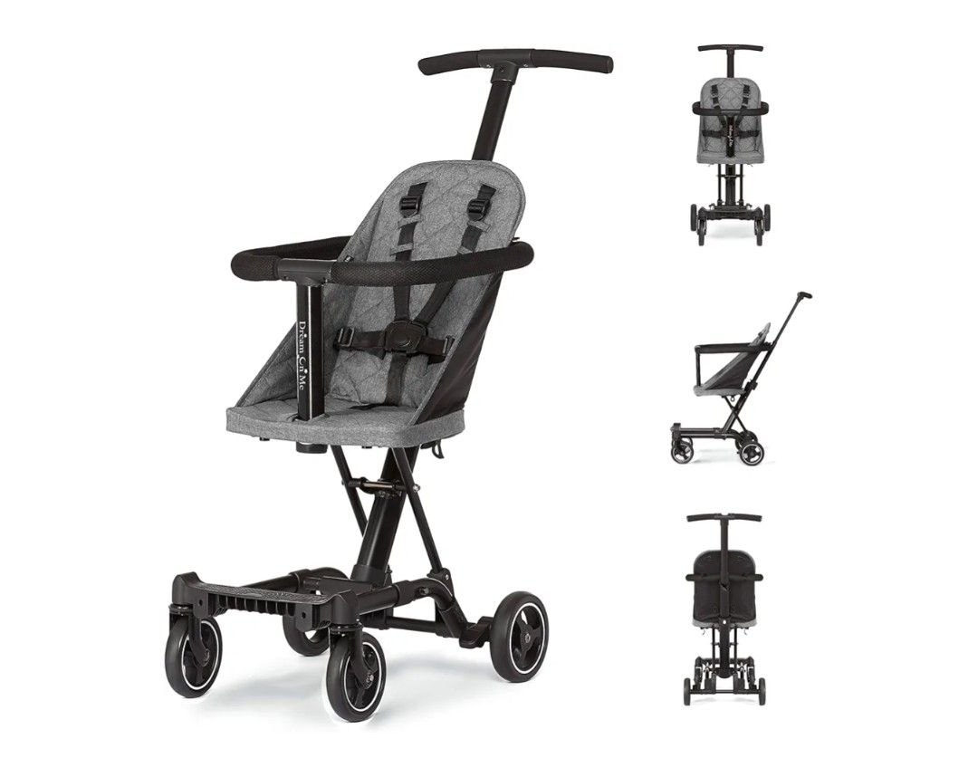 Dream On Me Lightweight And Compact Coast Rider Stroller With One Hand Easy Fold, Adjustable Handles And Soft Ride Wheels, Grey