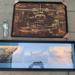 Wooden Framed Airplanes Wall Decor