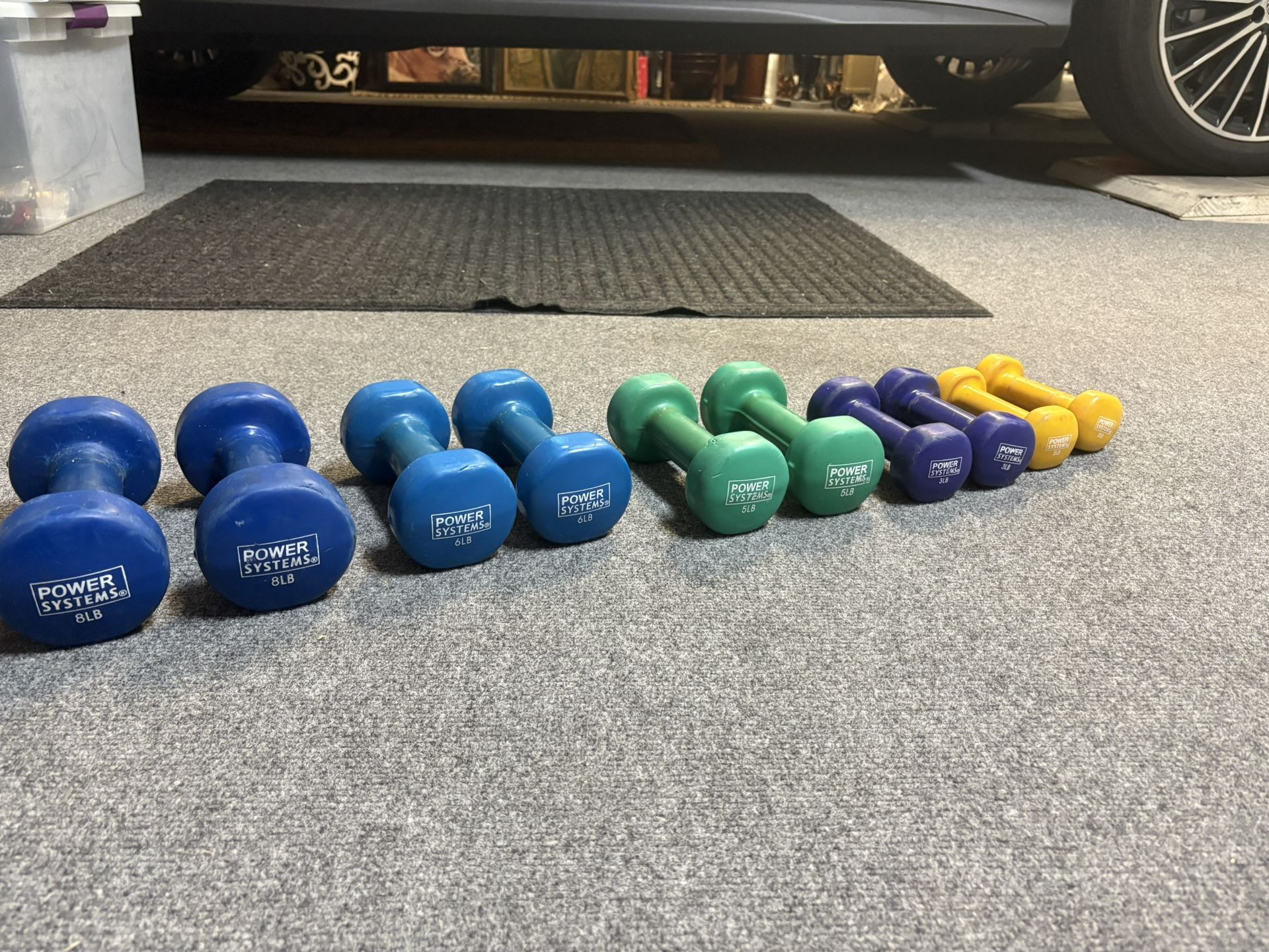 48 Pounds. $50 For 10 Power Systems Weights. Pair Of  8, 6, 5, 3, & 2 Lb Dumbells.  5 Pairs. 48 Pounds Just $50 For All 10 Weights. Cannot Negotiate. 