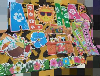 Luau decors for parties/bulletin boards