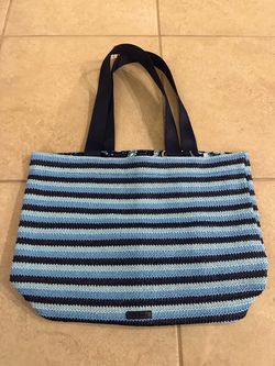 Vera Bradley Blue Striped Woven Tote Bag
