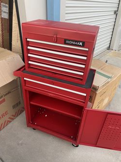 2 in 1 Tool Chest & Cabinet with 5 Sliding Drawers Rolling Garage Organizer  Red for Sale in Moreno Valley, CA - OfferUp