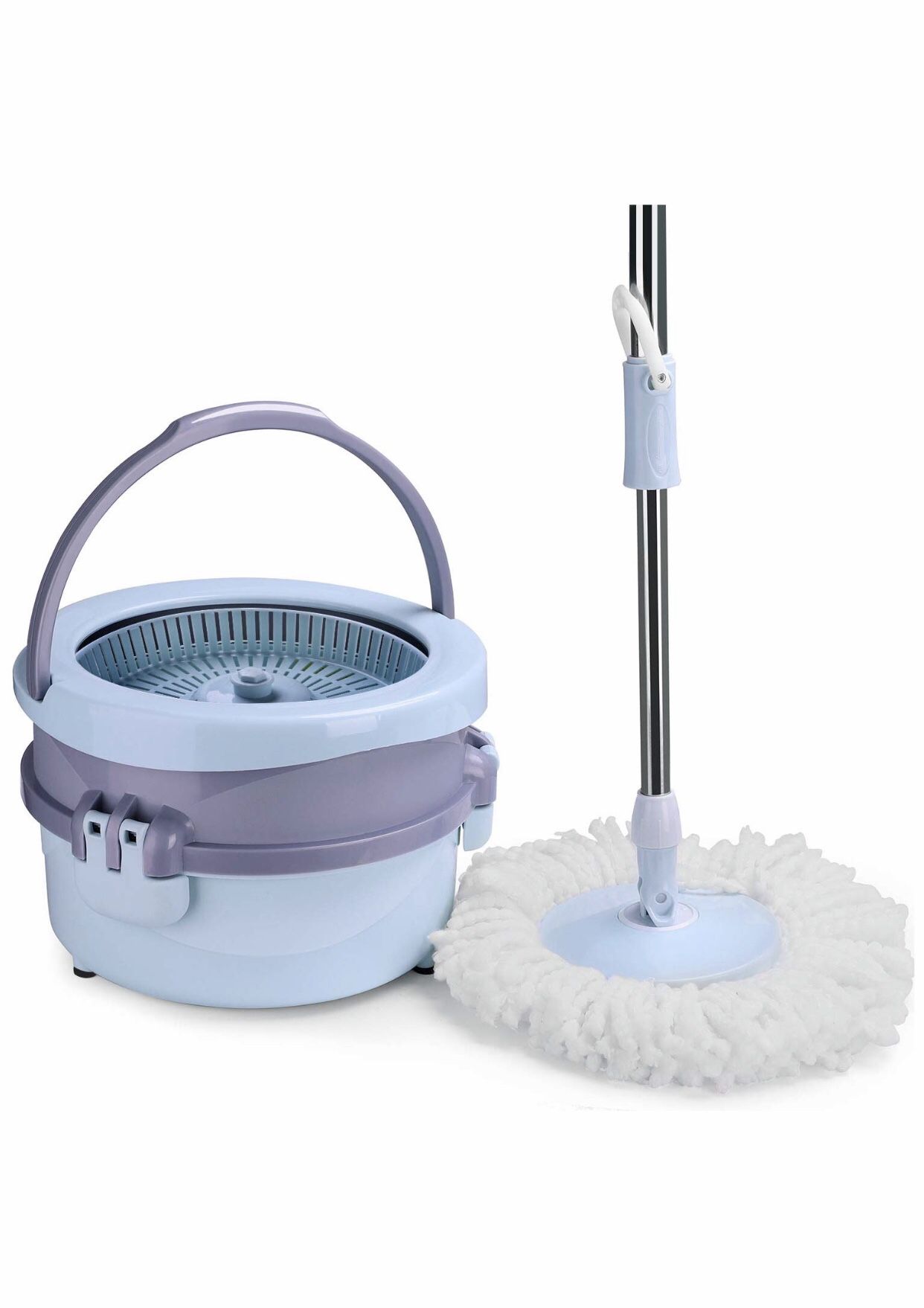 Aicehome Spin Bucket Mop, Splash-proof and Durable Dust Mop with 2 Extra Spin Mop Heads