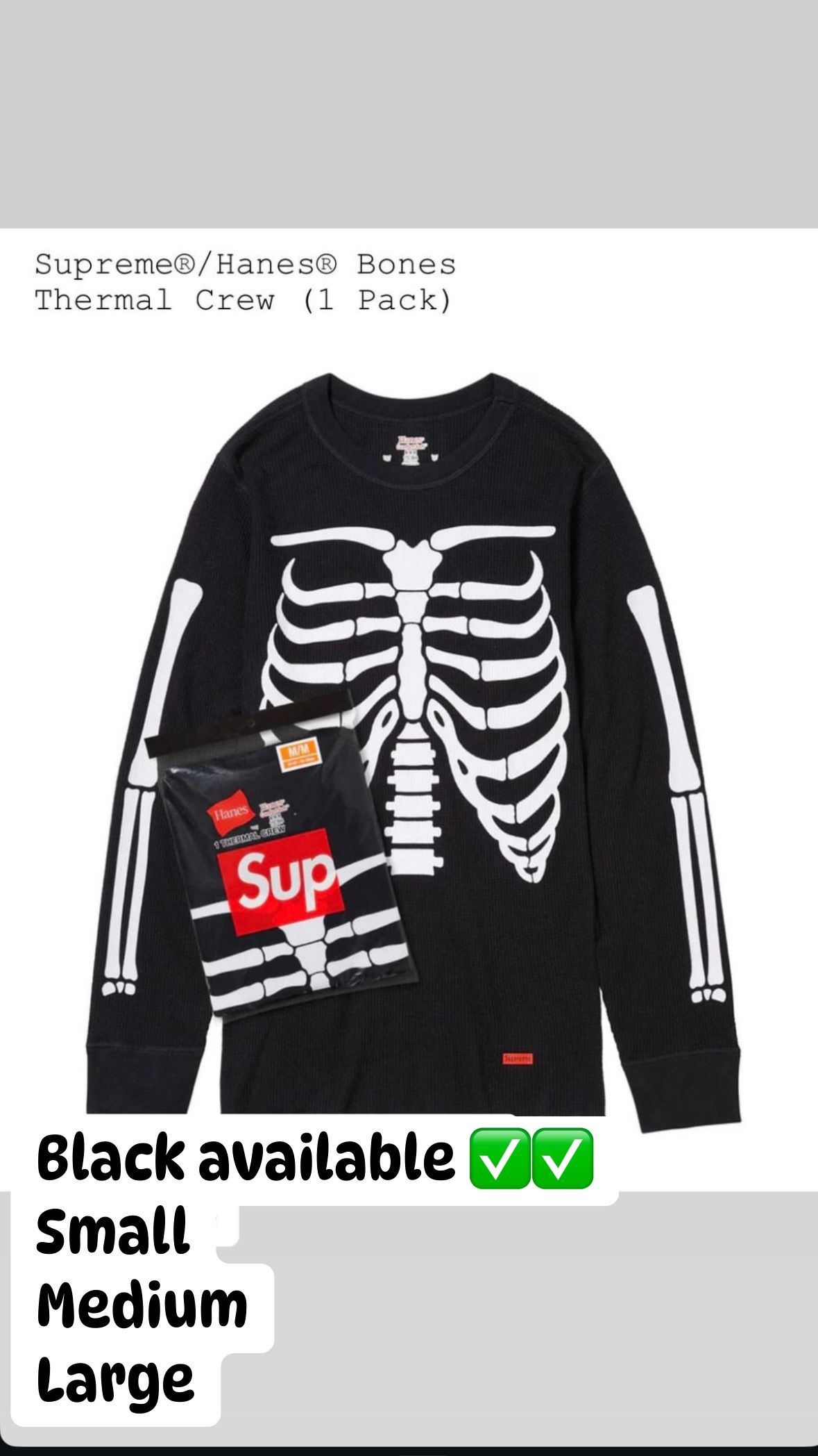 Supreme/Hanes Bones Thermal Crew Camo M Supreme x Hanes Bones