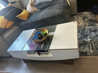 White Coffee Table with Glass Insert