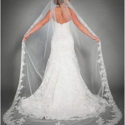 New Bridal Wedding Veil Cathedral Length White /ivory