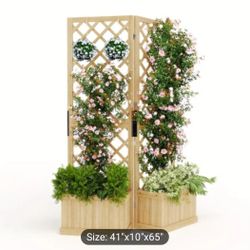 Brand new in box 📦  Cedar privacy planter box with trellis 🌿☘️🍀🪻⚘️🌷🌱🪴