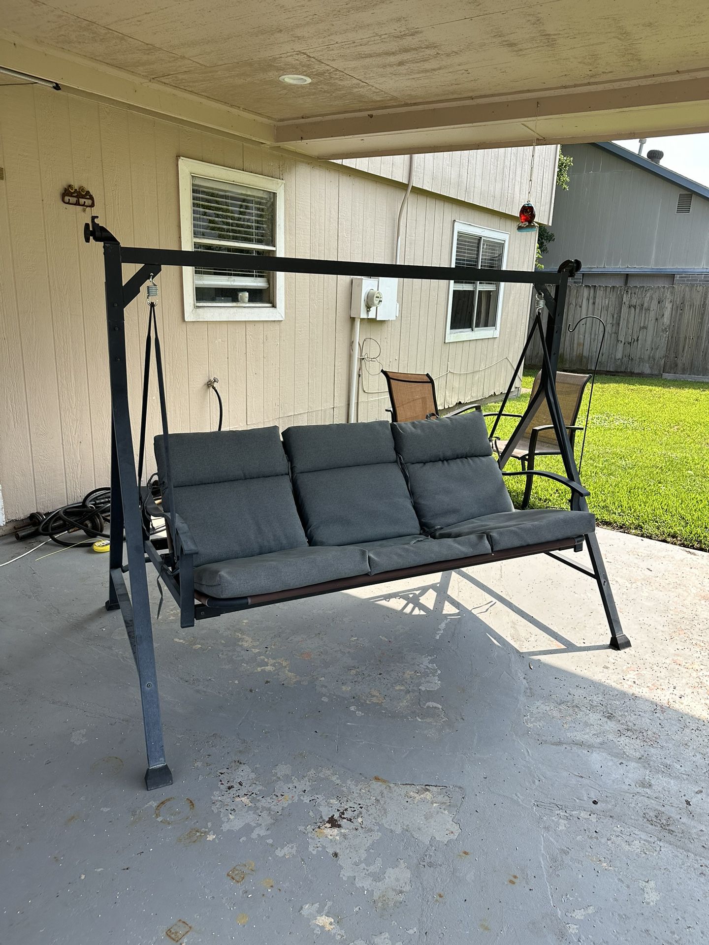 Gray / grey outdoor swing set, good like new condition