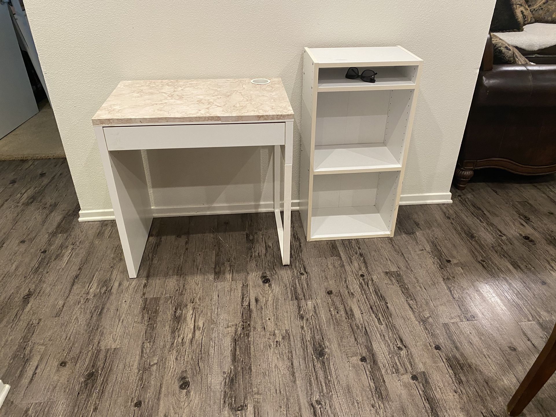 Desk and cabinets white