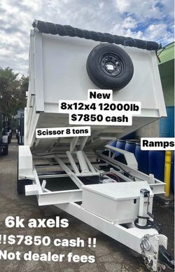 New 8x12x4 Dump Trailer 12000lb with Ramps