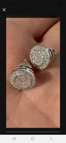 Real Solid 925 Silver Simulated Diamonds Mens Earrings Big Studs