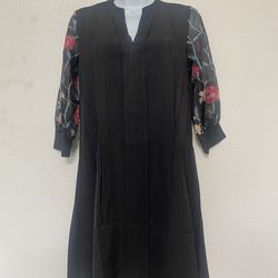 Red Rose Embroidery Tunic Dress (Size: S)