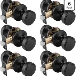 parro 6-Pack Black Door Knobs