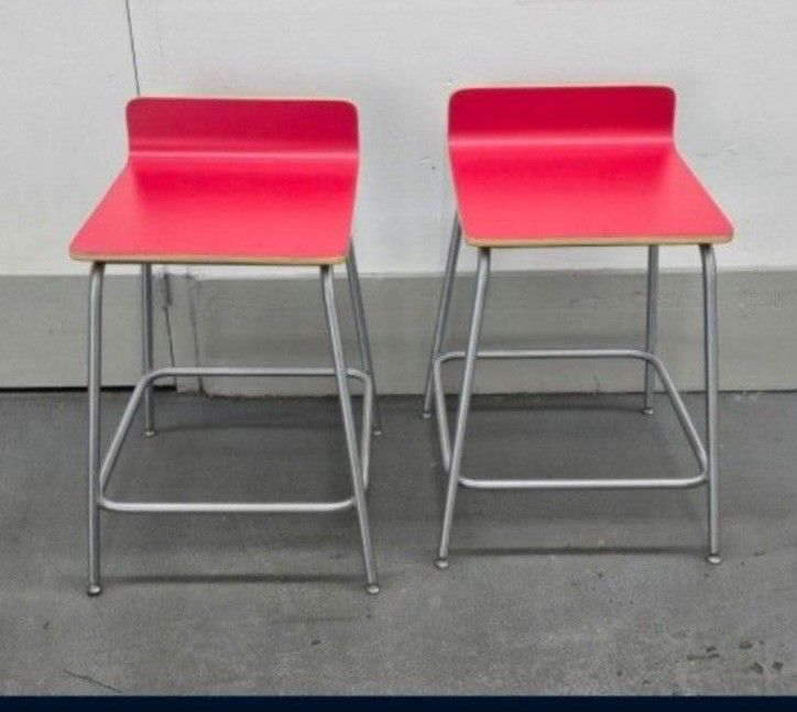 Low Back Wood Stool with Chrome Base, both For Only $10