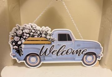 Welcome Floral Truck Hanging Sign