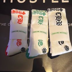 3 Pk Chrome Hearts Socks Size Large  Brand New
