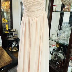 Peach Chiffon Strapless Gown Prom/Bridesmaid