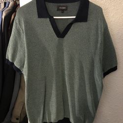 Men’s Tie Bar Textured Green Polo Large