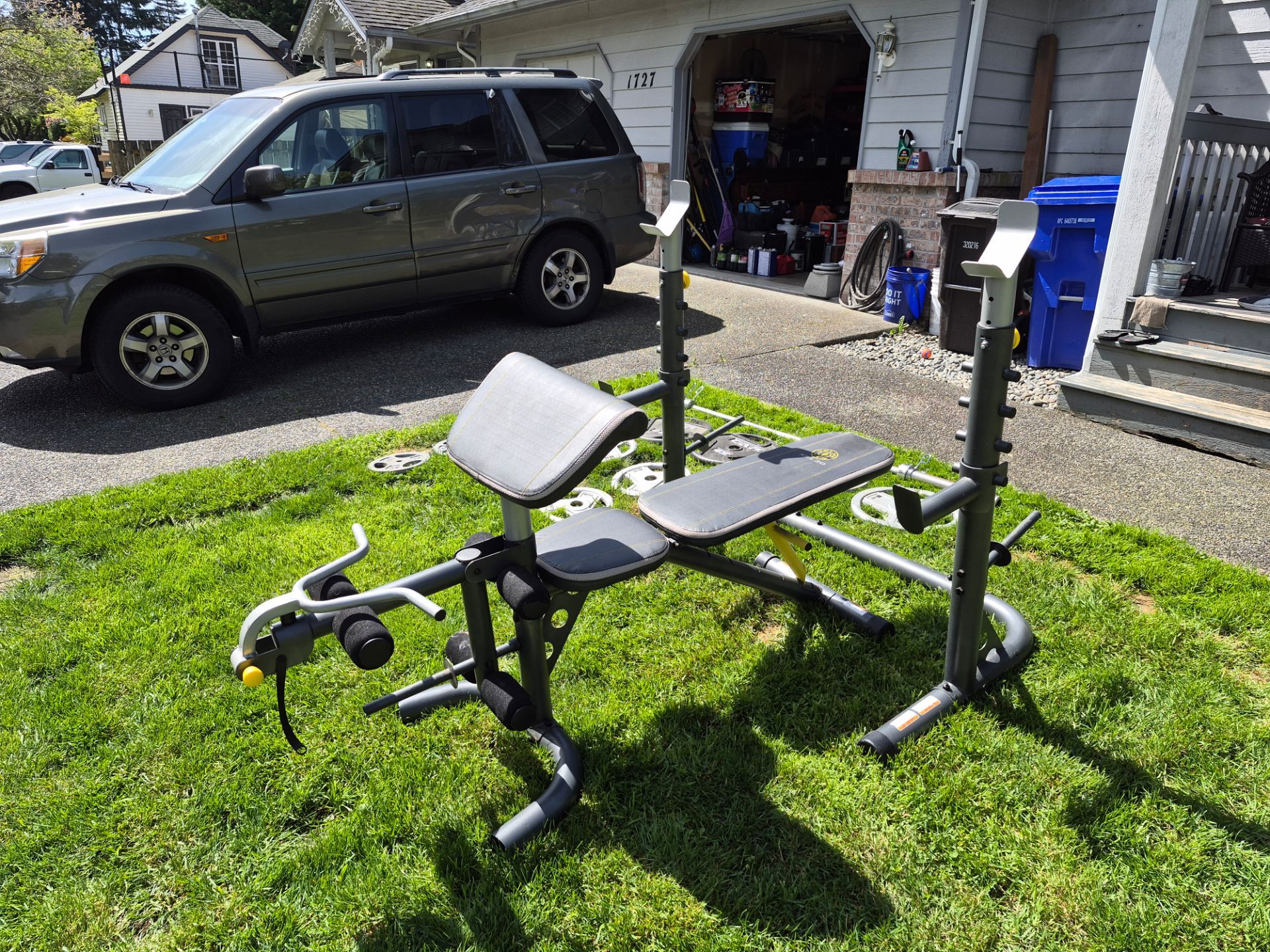 2 Piece weight bench with bar and weights